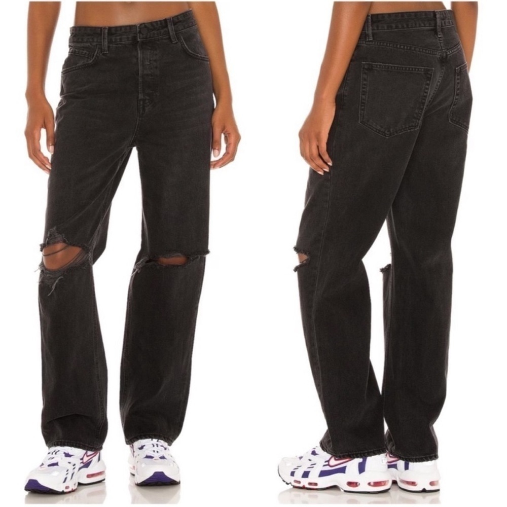 GRLFRND Amanda Mid-rise Loose Boyfriend Jean in Downtown Black NWT